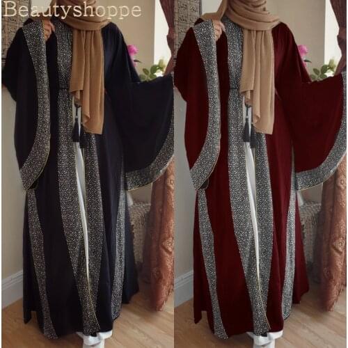 Dubai Kaftan Arabic Islamic Muslim Cape Chiffon Maxi Evening Dresses Long Sleeves Rhinestone Evening Party Gowns Vestido Robe