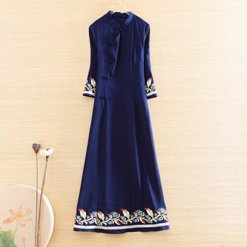 High-end Spring And Summer Women Cheongsam Dress Retro Elegant Embroidery Peony Chinese Style Slim Lady Party Qiapao Dress S-XXL