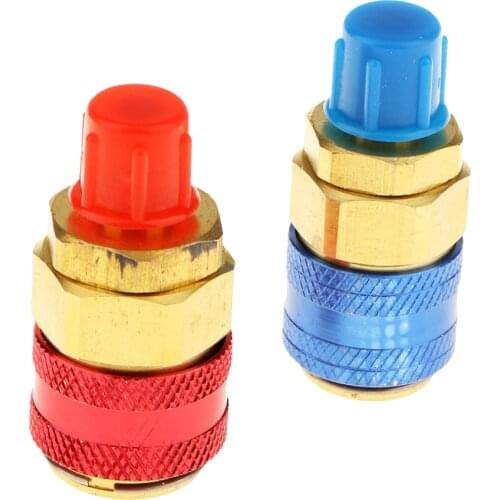 1 Pair Automotive Air Conditioning Refrigerant R134a High & Low Quick Connector Coupler Adjustable AC Manifold Gauge 50*25mm