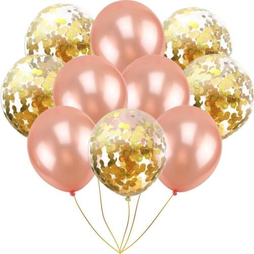 10PCS 12inch Gold Latex Confetti Balloons Wedding Birthday Party Decorations Adult Kids Baby Helium Balloon Event Party Supplies