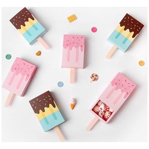 10PCSIce cream shape gift Candy boxes,kids party,favor box,Popsicle Candy Folding Paper Box Korean Cartoon Drawer Cute Wedding