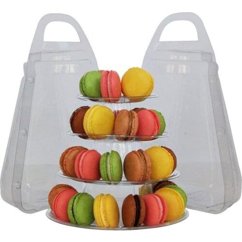 4 Tier Clear Macaron French Macaroons Tower Cake Cupacake Stand Box Weddings