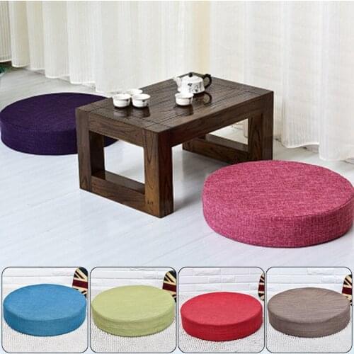 40cm Washable Round Cushion Sofa Chair Cushion Linen Chair Pads Office Home Tatami Floor Balcony Seat Cushion Meditation Pad
