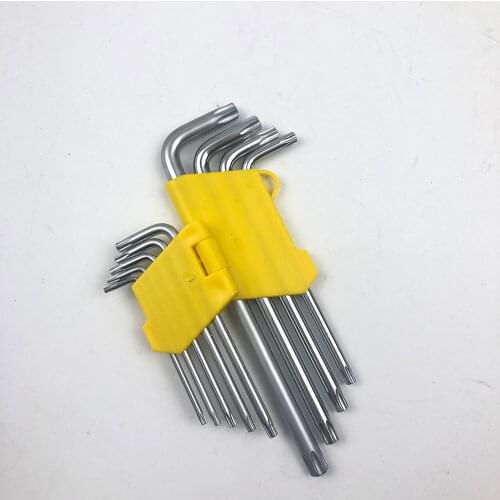 9PCS L-shape Hex key Set Torx Star Hex Wrench Tool Set with Holes Hardware Tool Kit Clip