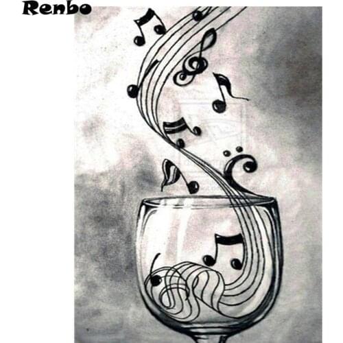 Diamond Embroidery wine glass music note Diamond painting full square/round crystal painting rhinestones pictures mosaic Diamond