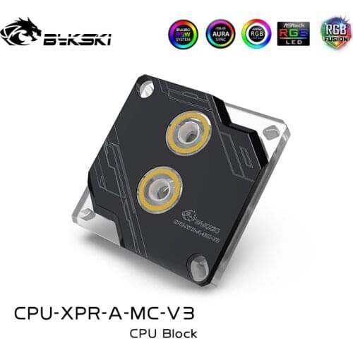 Bykski CPU-XPR-A-MC-V3 RBW RGB Led CPU Water Cooling Block for Intel 115x 2011 2066 Black