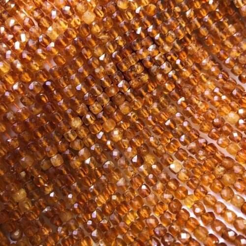 Natural Pyrope cube beads brown orange garnet for needlework faceted square seed loose perle for jewelry making DIY bracelet