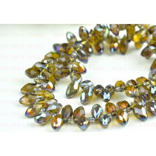 Sale Price! 100pcs 6x12mm Brown Colorful Plating Briolette Pendants Waterdrop Crystal Glass Jewelry Loose Teardrop DIY Beads