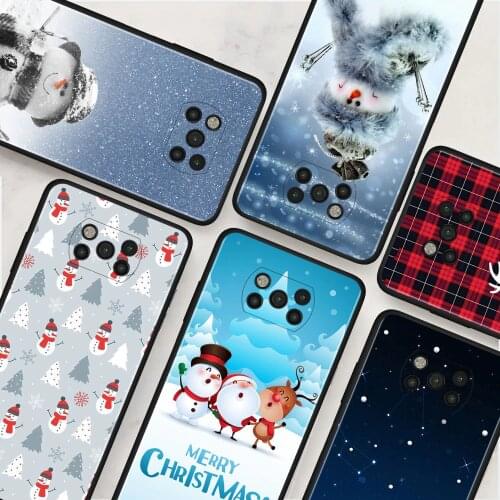 Merry Christmas snowman Cover for Xiaomi Mi Poco X3 NFC M3 X3 Pro F3 F1 9T 10 11 Ultra Note 10 10T 5G A2 Lite Cell Phone Case