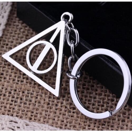 Deathly Hallows pendant Keychain triangle key chain,30mm Key Rings For Gift Keychain Jewelry