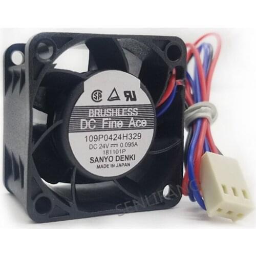 Denki 109P0424H329 Server Square Fan DC 24V 0.095A 40x40x28mm 3-wire