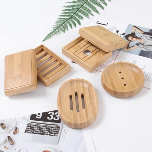 Natural Wood Bamboo Soap Dishes Tray Holder Chinese Style Soap Rack Plate Box Container Can Wash Bathroom Soap Dish Storage Box