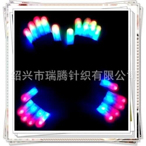 DHL 200pair high quality LED Flashing Gloves Glow 7 Mode Light Up Finger Tip Lighting Glove