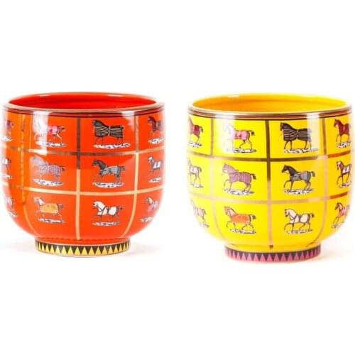 European Design Home Flower Vase Ceramics Orange Yellow Horse Modern Tabletop Vase Wedding Decoration