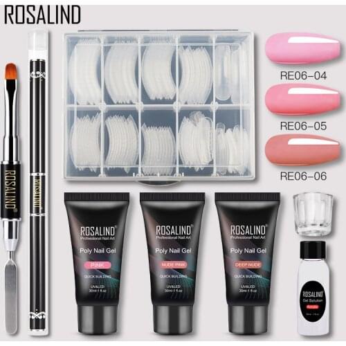 ROSALIND Gel Nail Polish Kit Extension Temperature Acrylic Builder Hybrid Varnish Base Top Gel Nail Polish For Manicure Set