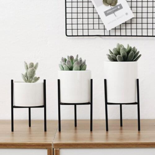 Nordic Style Ceramic Vase Flower Vases Tabletop Green Plant Pot Bonsai Stand Holder Office Home Decor Living Room Decoration