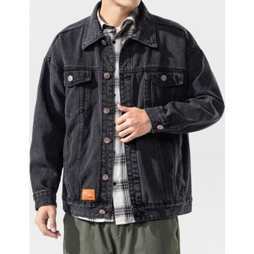 2020 Classic Mens Denim Jacket Black Autumn Simple Jacket Stretch Blue Locomotive Hip Hop Fashion Casual Jacket Denim Jacket