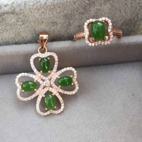 KJJEAXCMY boutique jewels 925 pure silver inlaid natural jasper pendant ring 2 sets three-dimensional hollow new classic angel