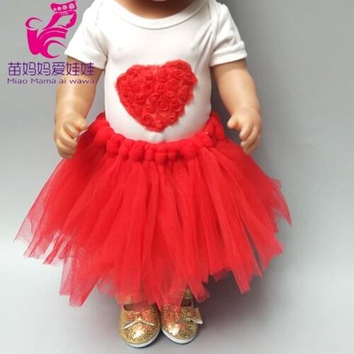 Doll heart dress for 43cm baby doll clothes 18" doll birthday dress head crown accessories baby girl gift