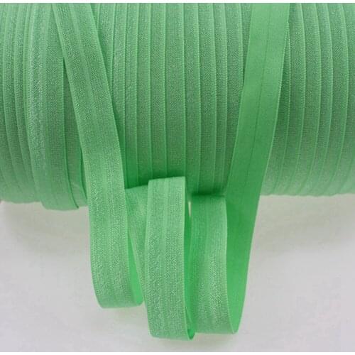 T.R RIBBON 5/8"solid FOE #555 Green Flash Fold Over Elastic Shiny for elastic Headbands Hair Ties 50yards and 100yards a lot