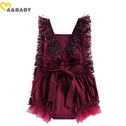 Ma&Baby 0-24M Summer Vintage Newborn Infant Baby Girl Rompers Lace Tassel Jumpsuit Cute Baby Overalls Birthday Purple Clothing