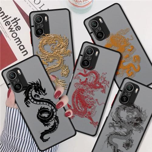 Matte Case For Xiaomi Redmi Note 10 9 8 Pro 9S 10S 9A 9C 9T 7 K40 5G 8A K20 Shockproof Phone Cover Funda Cool Animal Dragon Capa