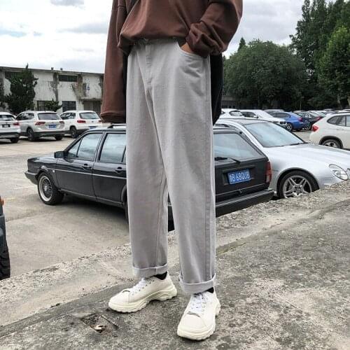 Mens Straight Pants Cotton Spring Sweatpangs Men Solid Korean Fashions Joggers Pants 2021 Harem Pants Harajuku