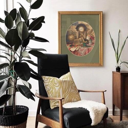 Wall decoration Hand-mounted Franz niche art deco painting with golden pattern solid wood frame