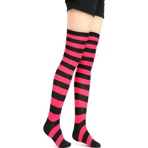 New Women Girls Socks Cotton Funny Female Non-slip Over High Knee Long Socks Stripe Print 27 Colors Sweet Sexy Cute Hip Hop Sox