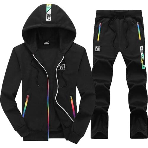 2021 New Casual Tracksuit Set Men Fitness Jogger Sportswear Suits Zipper Hoodies+Pants Hooded Sets Men Outfit Set Sweat Suit
