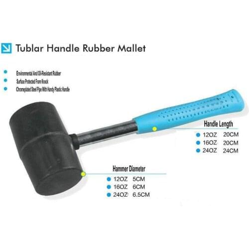 NEW Blue Color 12OZ(5X20MM) Rubber Mallet Hammer With Steel Handle, Dead Blow Rubber Hammer, Tubular Handle Rubber Mallet