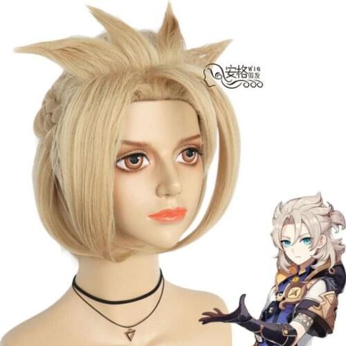Anime Braid Wig Cosplay Game Genshin Impact Albedo Costume Heat Resistant Synthetic Hair Men Women Carnival Party Role Play Wigs