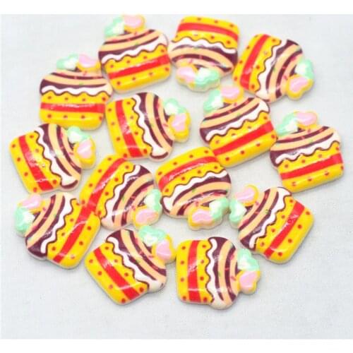 10PCS 16mmX18mm resin Love Heart ice cream cupcakes flat back cabochon crafts for decoration|Resin Flatback Dollhouse Minatures