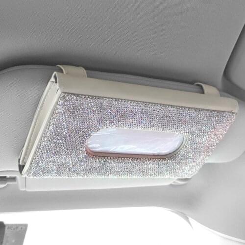 Crystal Car Tissue Box Towel Sets Auto Sun Visor Tissue Box Holder Auto Interior Storage Decoration For Car Accessories