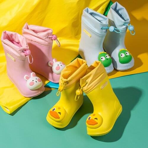 Autumn Winter Rain Boots Toddler Infant Kids Baby Boys Girls Warm Ankle Boots PVC Rain Boots Waterproof Non-Slip Shoes 2020