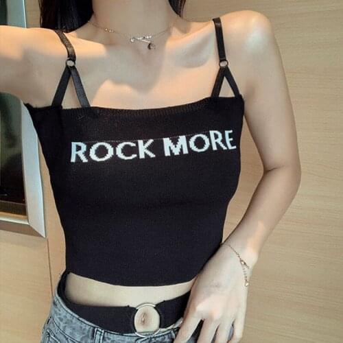 Sexy Short Camisole Dark Sling Short Camisole Waist Design Knit Vest Top 2020