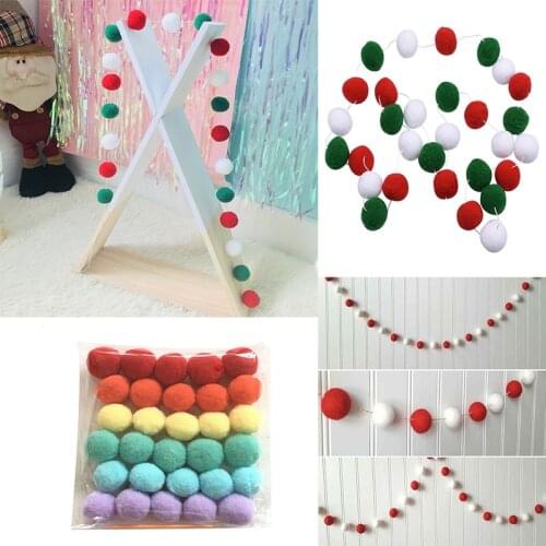 Wool Felt Balls Christmas Red Green Dots Nordic Style Colorful Pom Ball Kids Room Wall Hanging Garland DIY Decoration Hanging