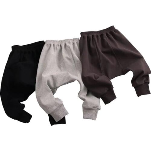 Fashion Baby Boy Pants Kids Clothes Autumn Spring solid Children Harem Pants for Boys Trousers toddlers black grey patchwork