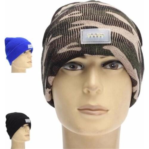 Mounchain Adult snow hiking outdoor sport Hat with 5 LED Flashlight Hat adjustable Black, blue, camouflage