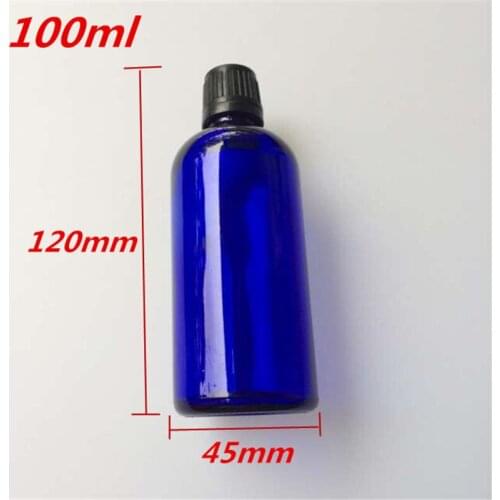 10 pcs 45x120 mm Dark Blue Glass Bottles With Black Plastic Cap&Plugs DIY 100 ml Empty Essential Oil Glass Bottles
