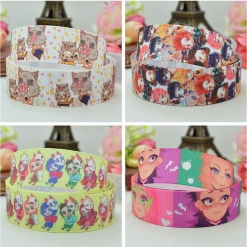 SUPWRF 16 22mm 1" 1.5" 50 75mm Japanese cartoon Printed grosgrain ribbon hair bow DIY hair accessories 50Y B0929