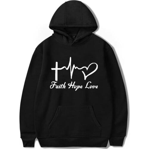 Girls Hooded Hoodies Unisex Sweatshirts Women Hoody Faith Hope LOVE Funny Sportwear Tops Oversized Harajuku Clothes Dropshipping