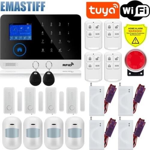 Tuya Smart WIFI GSM Security Alarm System Works With Alexa Home Burglar Motion Detector Smoke Door Window Sensor IP Camera