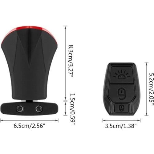 Bicycle Rear Light + Anti-theft Alarm USB Rechargeable Wireless Remote Control 448D