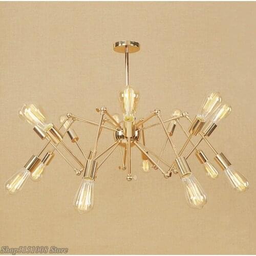 Vintage Gold silver spider chandeliers 6-16 head Modern simple wrought Iron LED hanging lamp for restaurant cafe home decor