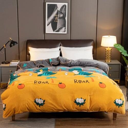 Magic Velvet Cartoon Quilt Duvet Cover Bedding Set 150 220x240 Simple Luxury Winter Warm Thickened Snow Fleece Linen Bedclothes