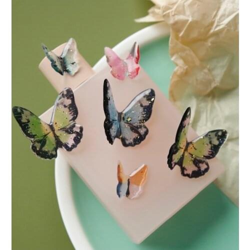 Retro gold foil butterfly Japanese earrings DIY pendants make their own hairpin patch mobile phone shell paste materials