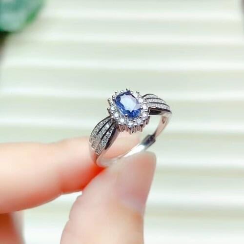 CoLife Jewelry Classic Sapphire Engagement Ring 4mm*6mm Natural Light Blue Sapphire Ring 925 Silver Sapphire Jewelry