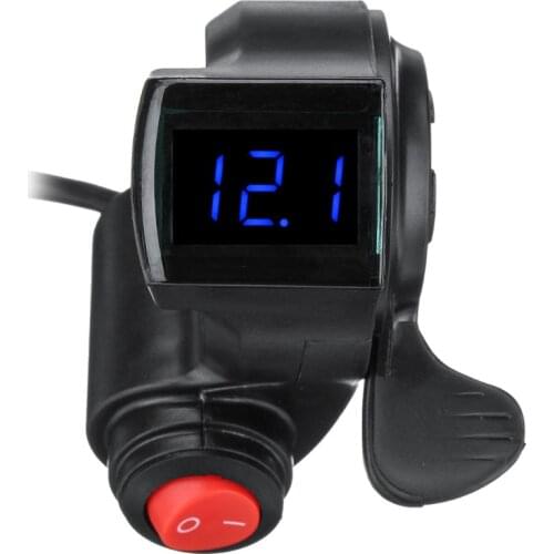 1 Set Electric Vehicle Voltage Display Switch Handle Finger Thumb Throttle Scooter with Power LED Display Handlebar Grips E-bike