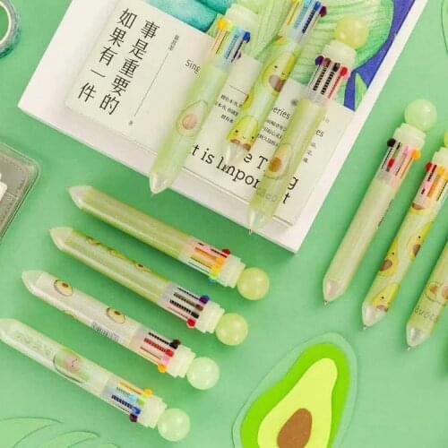 1pcs/1lot Kawaii Ballpen 10color Avocado Ballpoint Pens School Stationery Writing Supplies Office Supplies